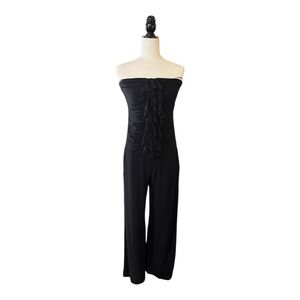 Guess Black Ruffled Strapless Jumpsuit